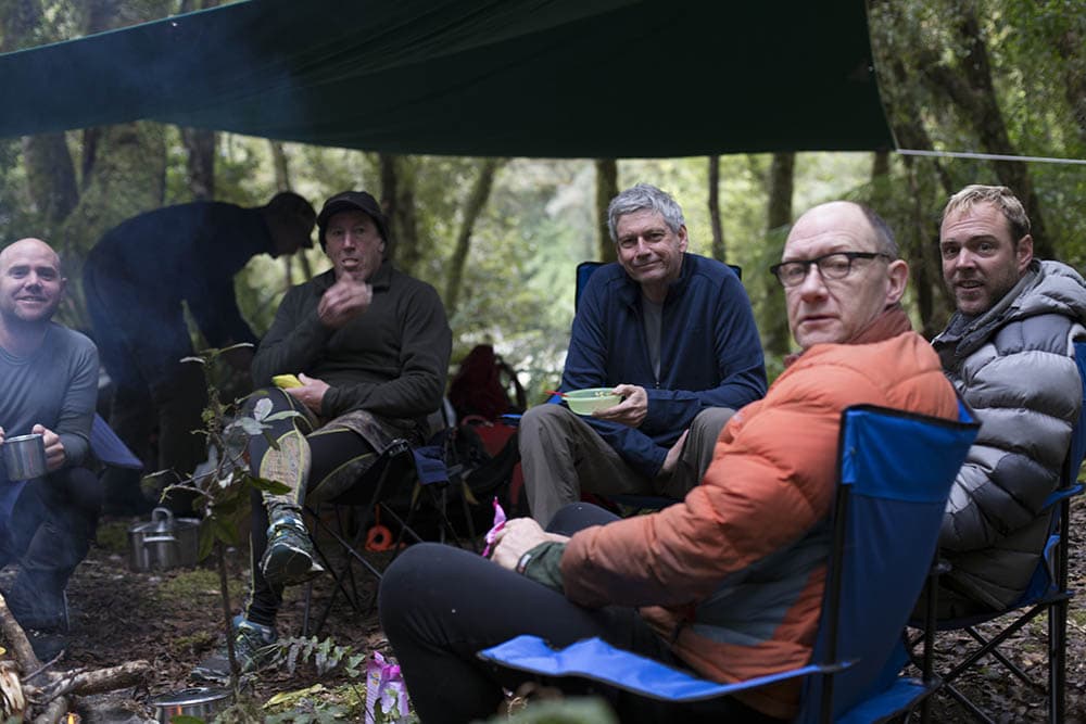 The initial team at camp in the Cozette Valley